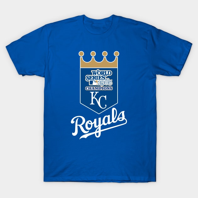 Kansas City Royals 1985 World Series Champs - White Font T-Shirt by dvstinjames